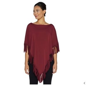 Burgundy Poncho Attitudes by Renee Jersey Knit